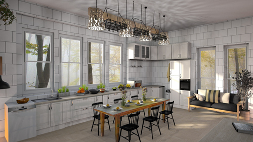 Modern kitchen with New York style backsplash.